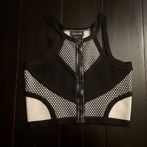 Bebe Colorblock Zip Crop